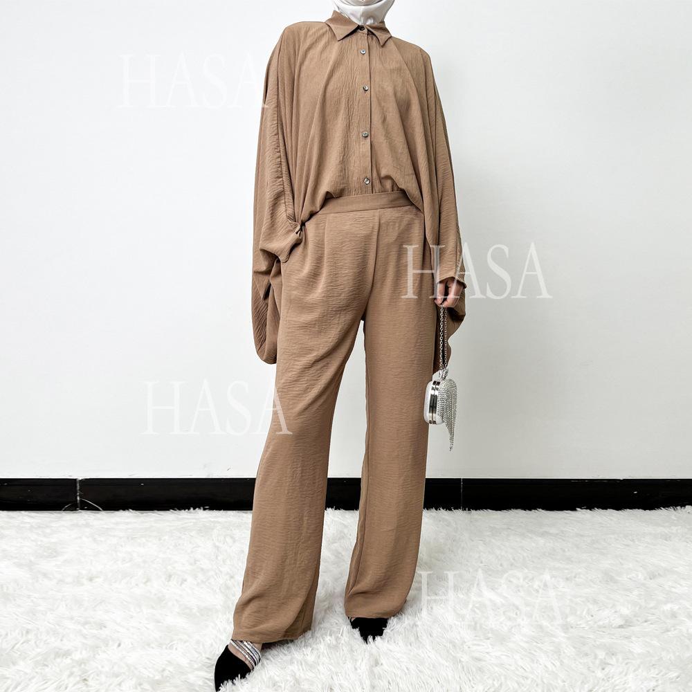 HS5855 High-end Crepe Linen Two-piece Suit (headscarf Not Included), Stylish and Simple, Showing Elegance