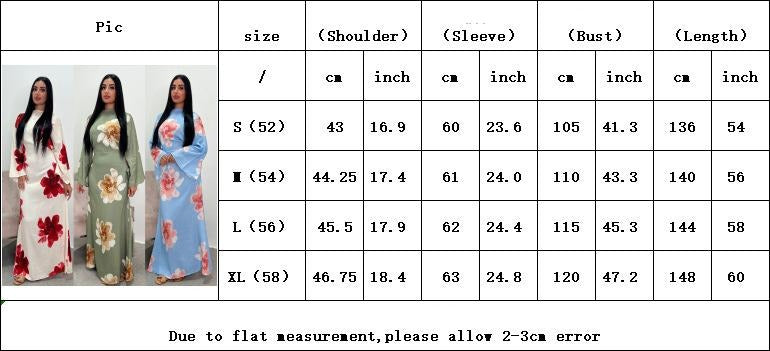 HS6503 Long-sleeved Waist-length Printed Dress (one Piece)