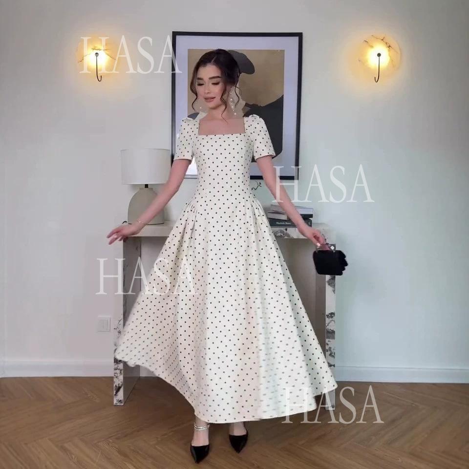 HASA HS6754 Soft Girl Polka Dot Maxi Dress
