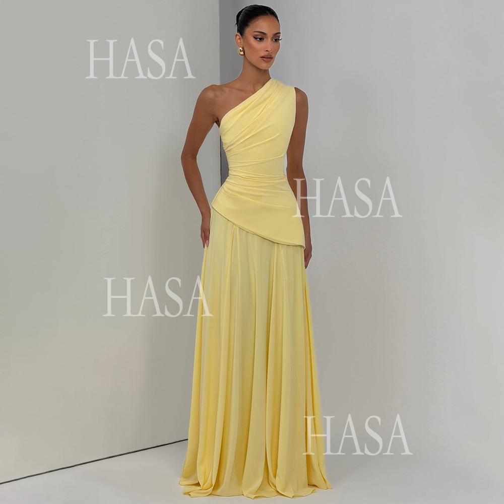 HASA HS6765 Elegant Sculpted Fit Maxi Dress