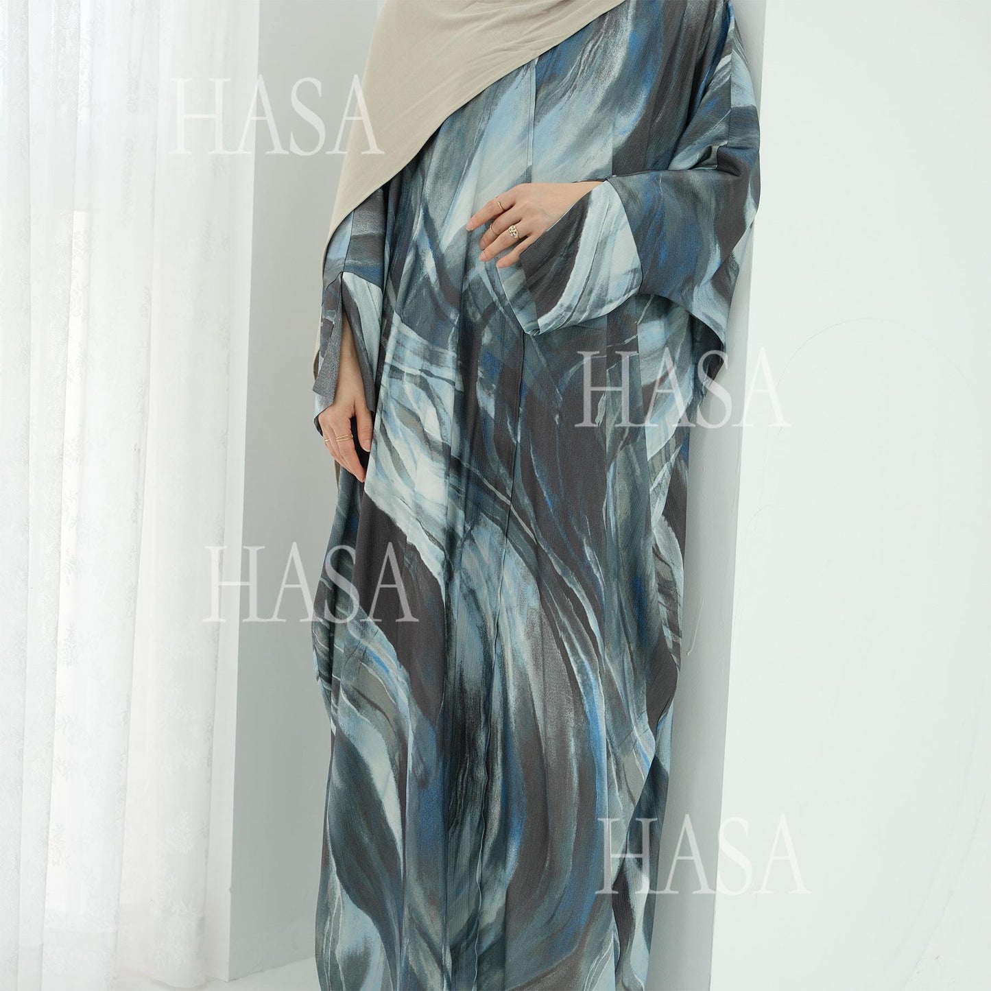 HS6509 Abstract Printed Loose Abaya (Headscarf Not Included)
