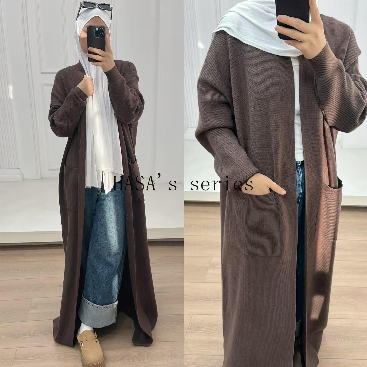 HS5439 Temperament Knitted Cardigan - Autumn and Winter Thick Loose Long Dress long  sleeve