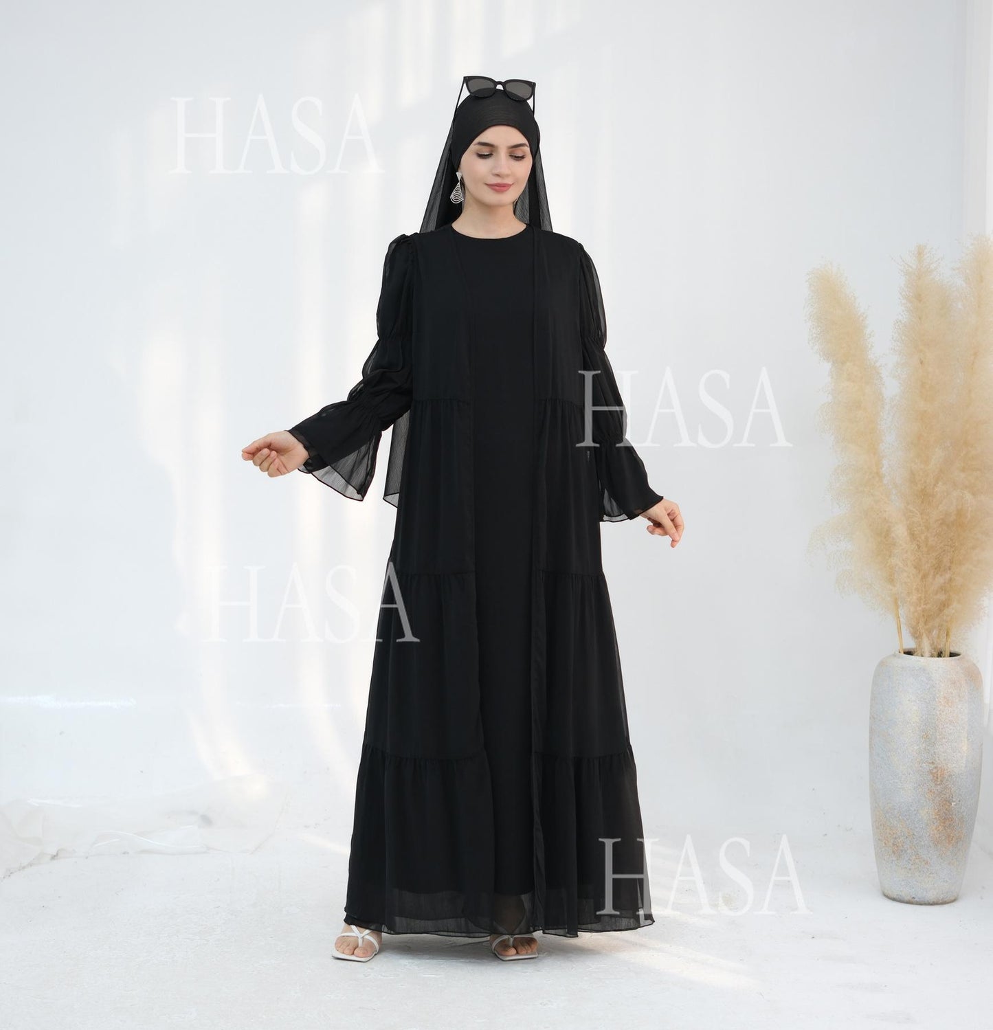 HS5880 Chiffon Texture Layered Design, A Two-way Dress Suitable for Both Daily and Formal Occasions