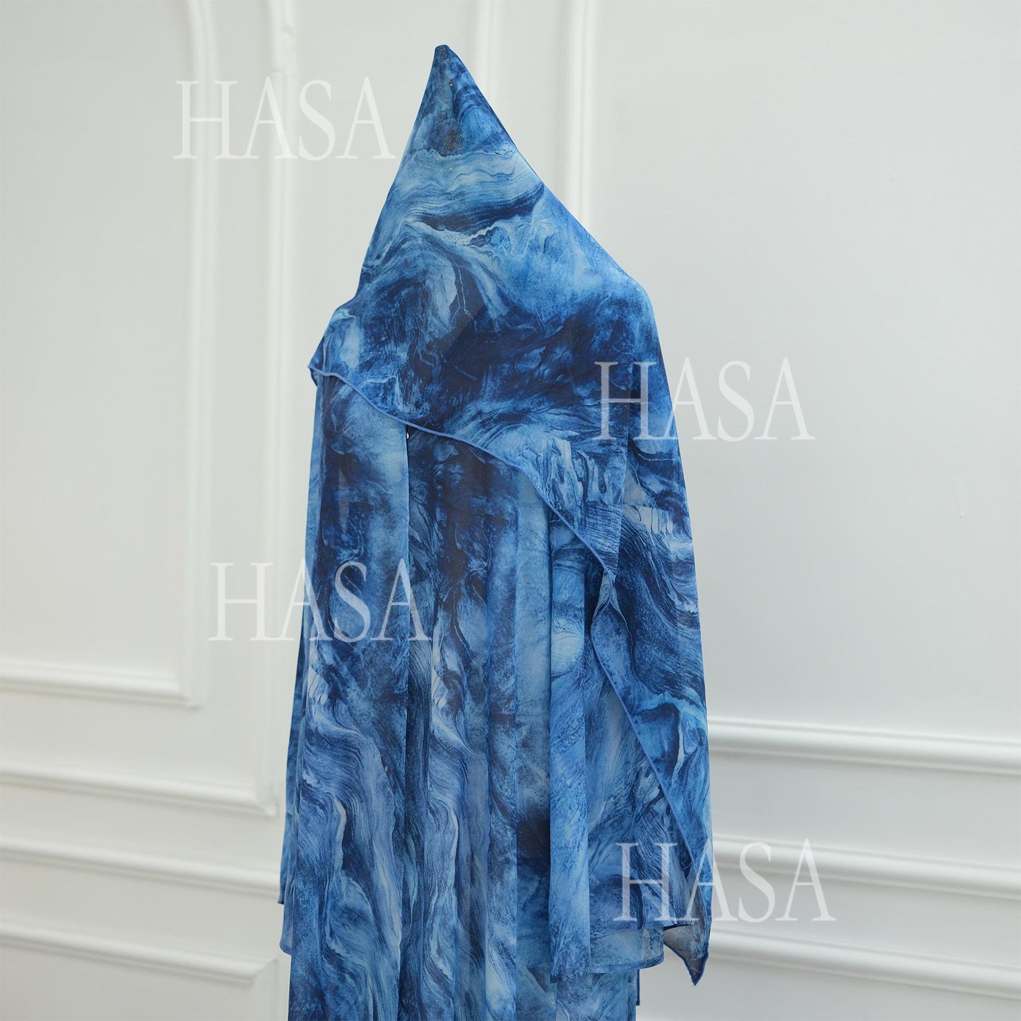 HS6551 Printed Abaya Cardigan with Matching Scarf Two-Piece Set