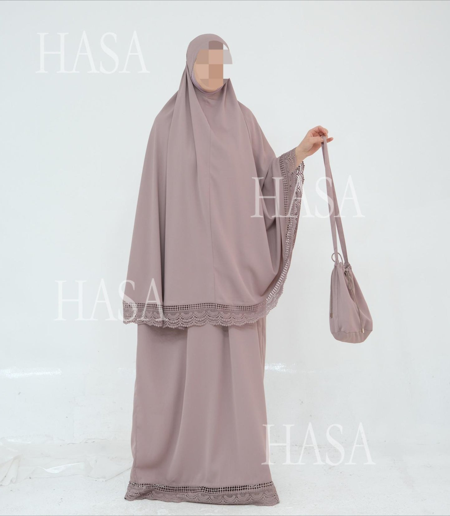 HS6615 Lace Prayer 4-Piece Set (Includes Prayer Mat and Storage Bag)