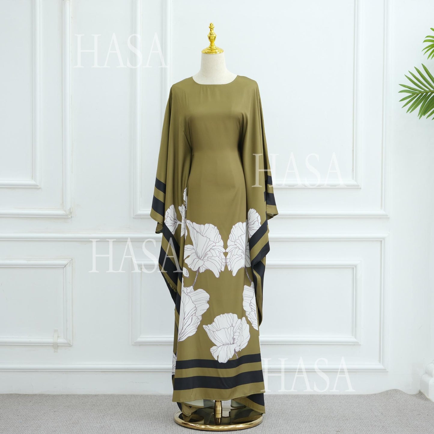 HS6556 Colorblock Print Cardigan Robe Dress