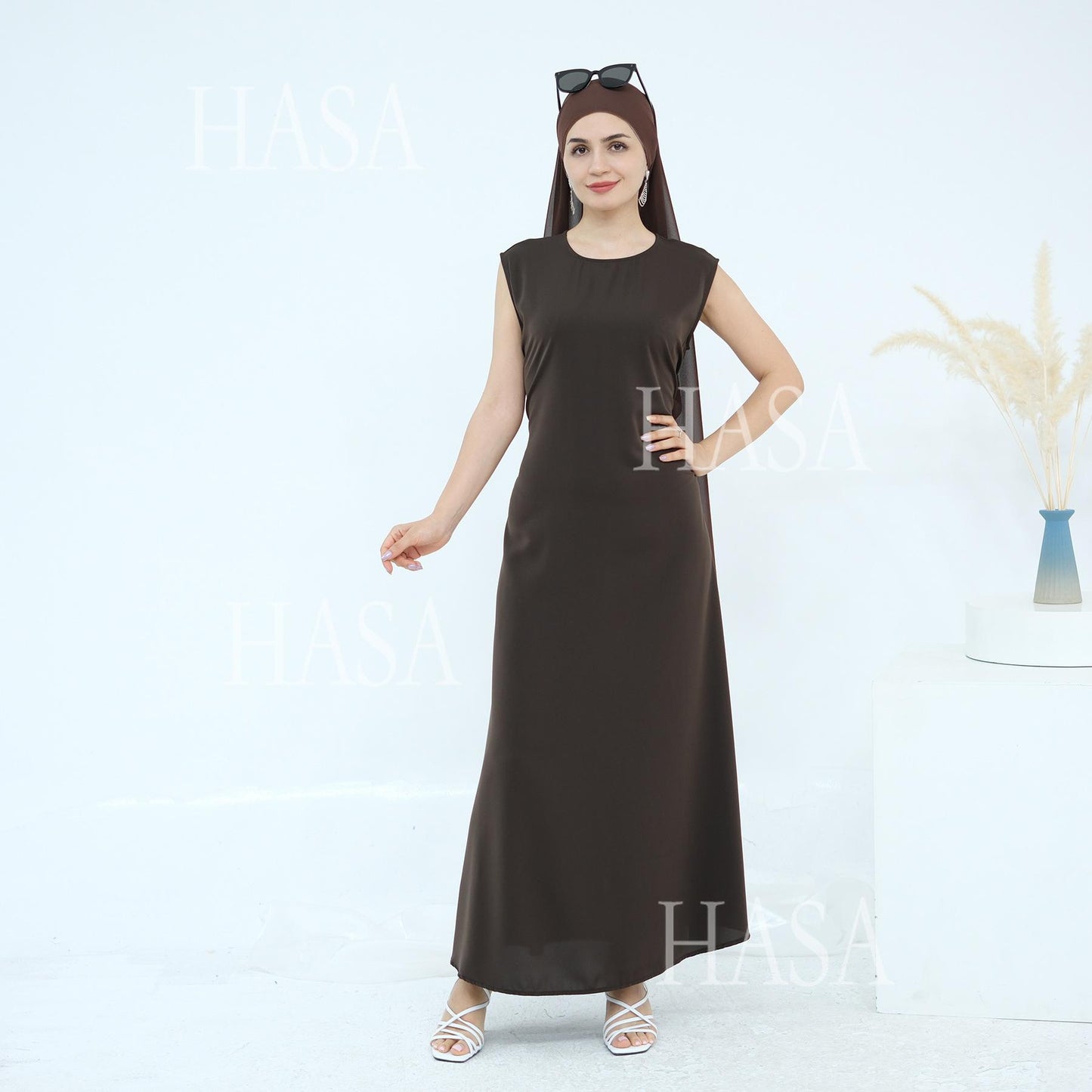 HS6470 Sleeveless Long Dress with Adjustable Back Lacing