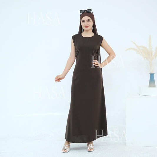 HS6470 Sleeveless Long Dress with Adjustable Back Lacing