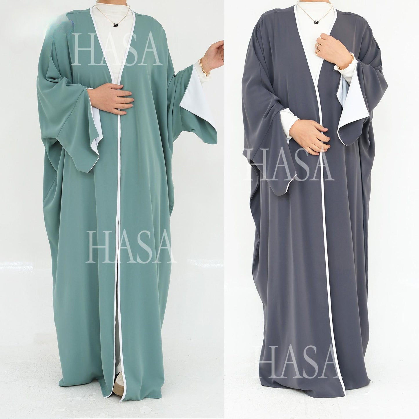 HS5877 The Loose-fitting Robe Has A Lightweight Silhouette That Is Perfect for Any Occasion open abaya outfit