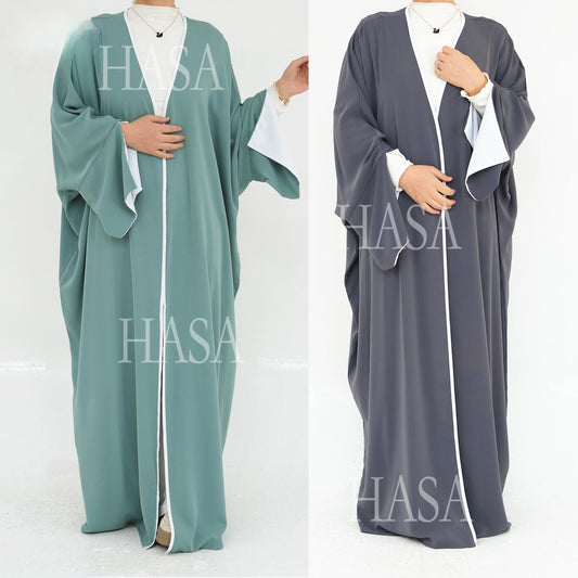 HS5877 The Loose-fitting Robe Has A Lightweight Silhouette That Is Perfect for Any Occasion open abaya outfit