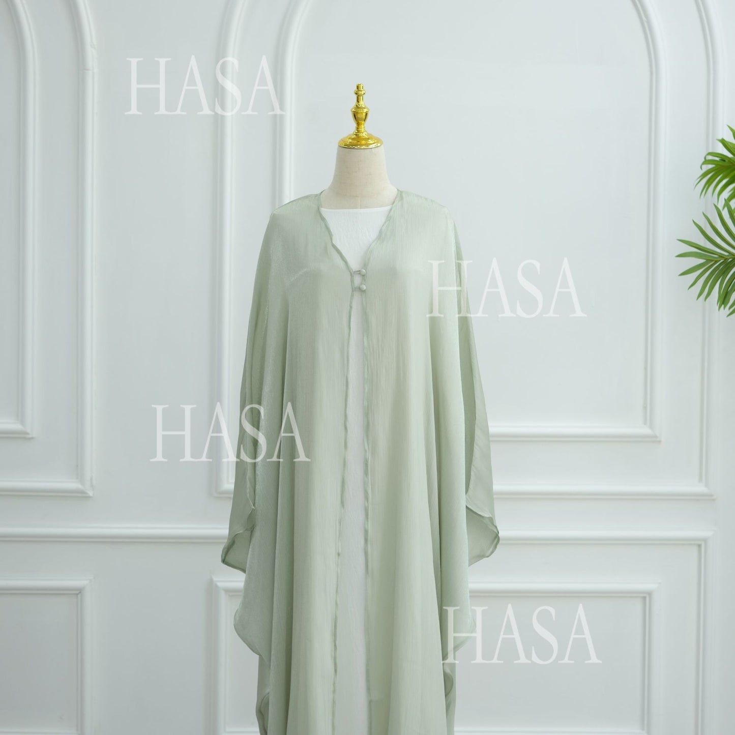 HS6534 Elegant Island Wrinkle Texture Solid Color Cardigan Robe