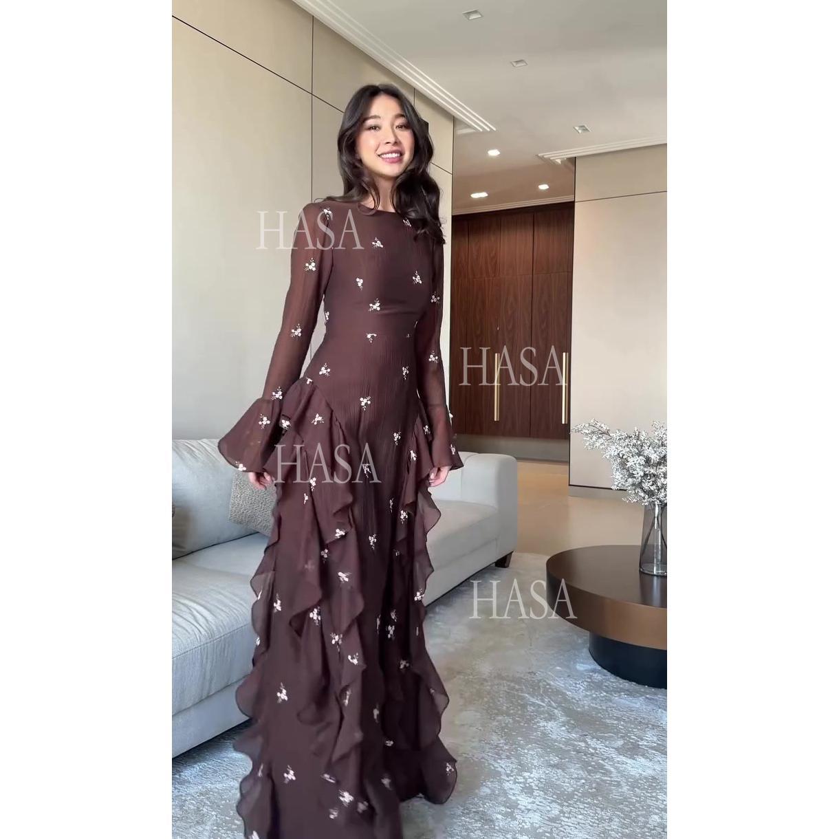 HASA HS6755 Soft Glam Layered Formal Dress