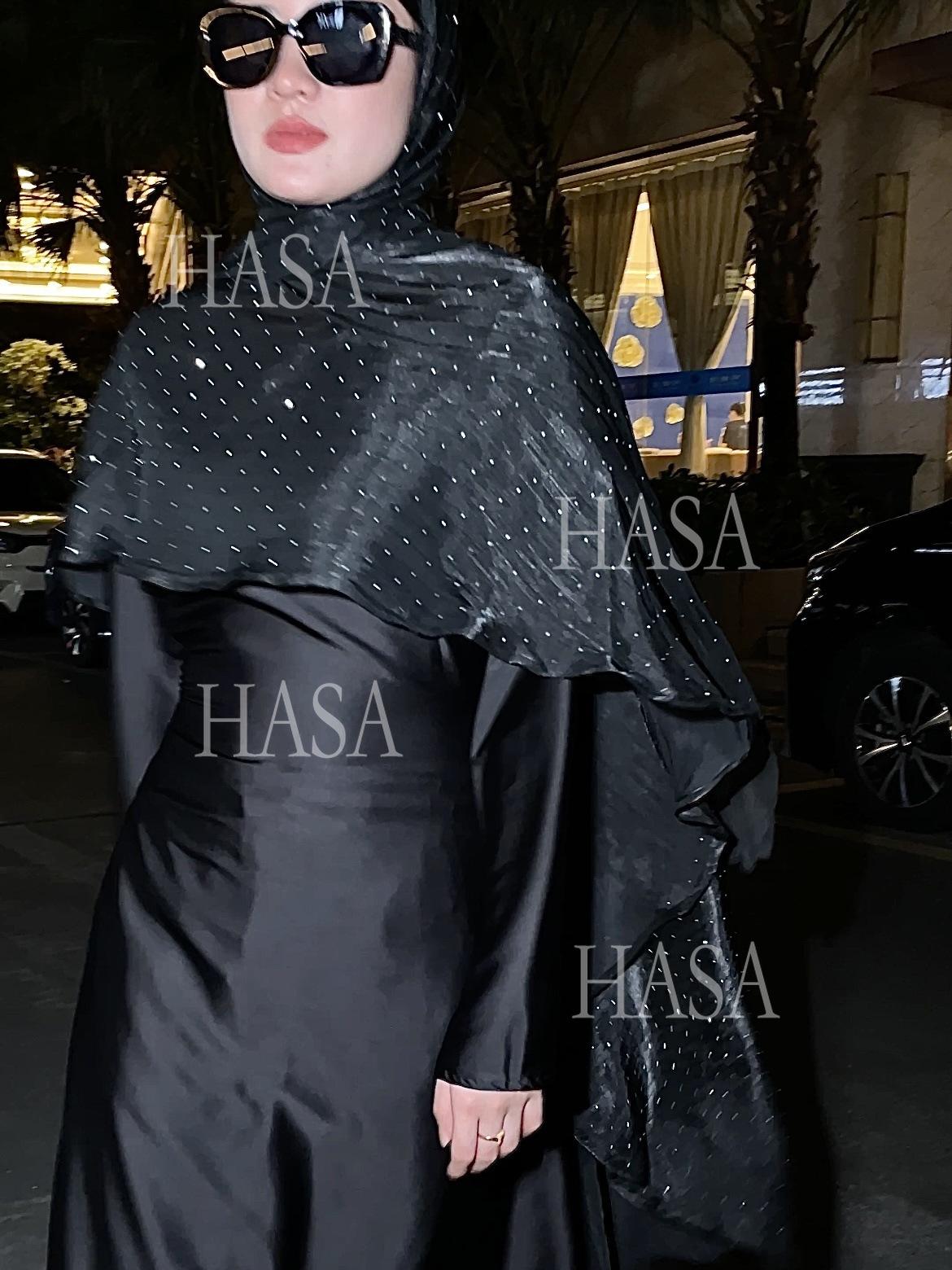HS6477 Shiny robe two-piece set with rhinestone shawl decoration