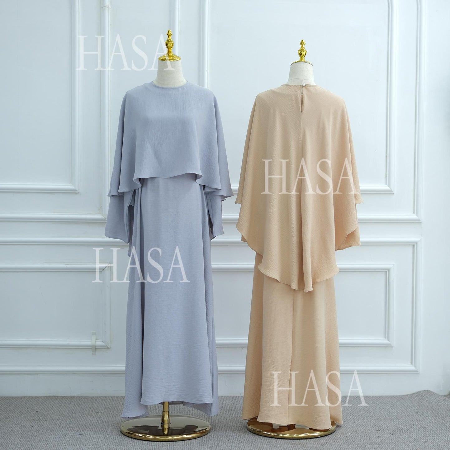 HS6532 Slim-fit waist cape robe two-piece set