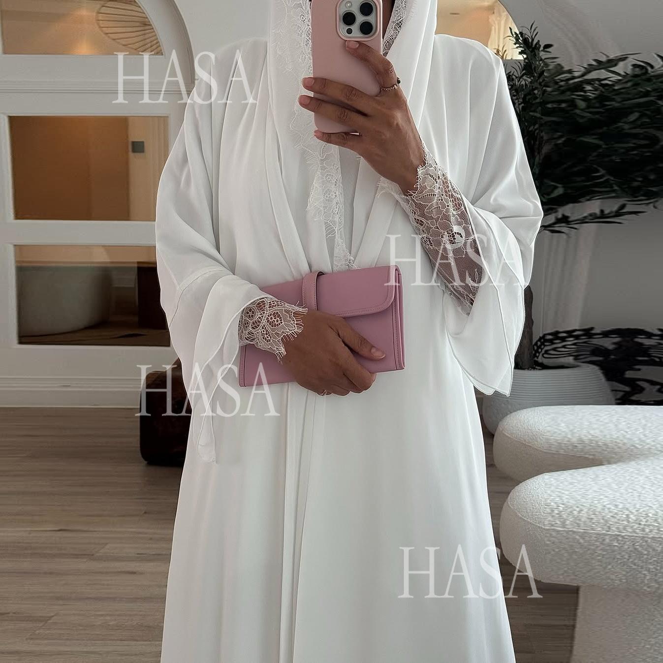 HASA HS6807 Chic Flowing Lace Detail Outerwear