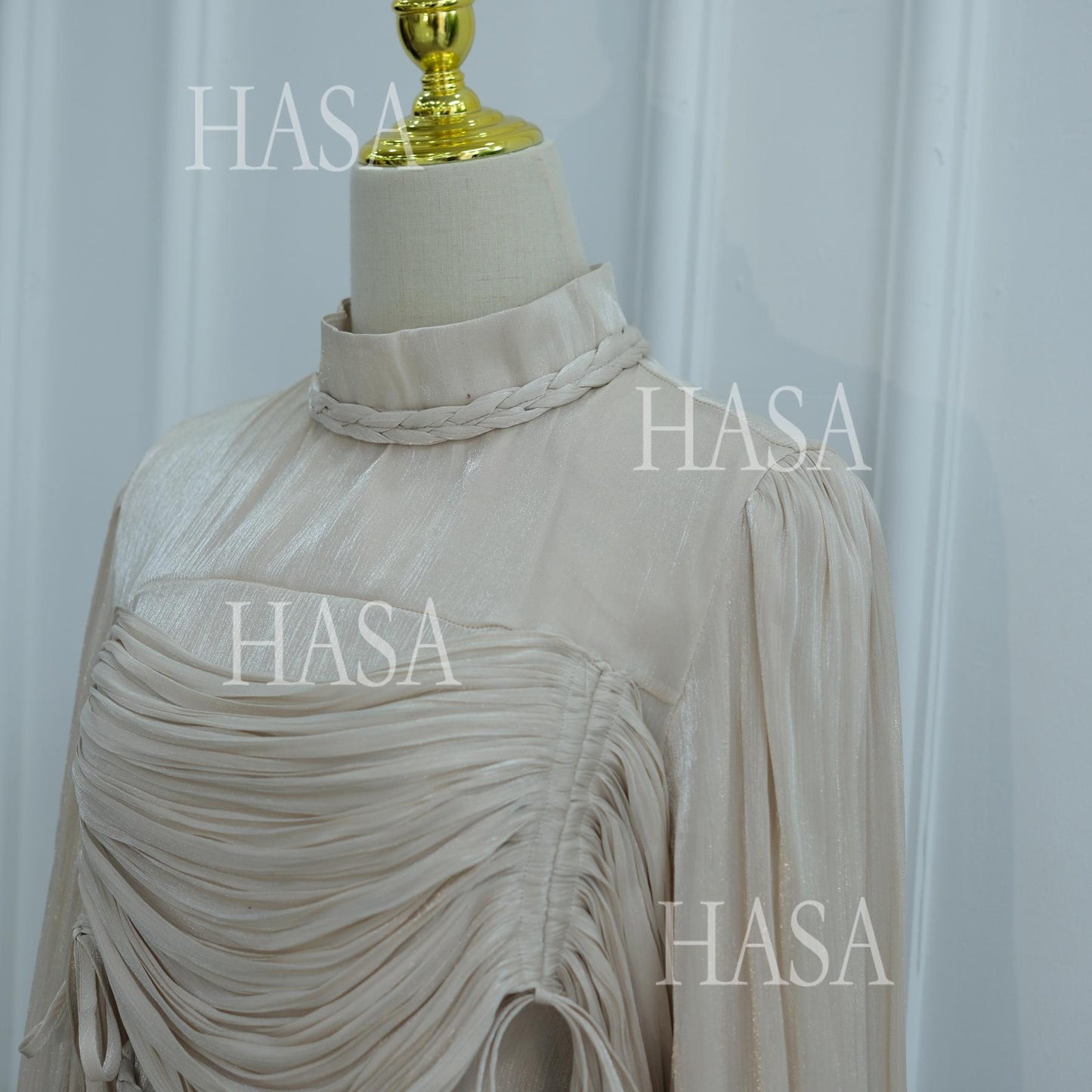 HASA HS6803 Chic Ruched Maxi Dress with Elegant Flow