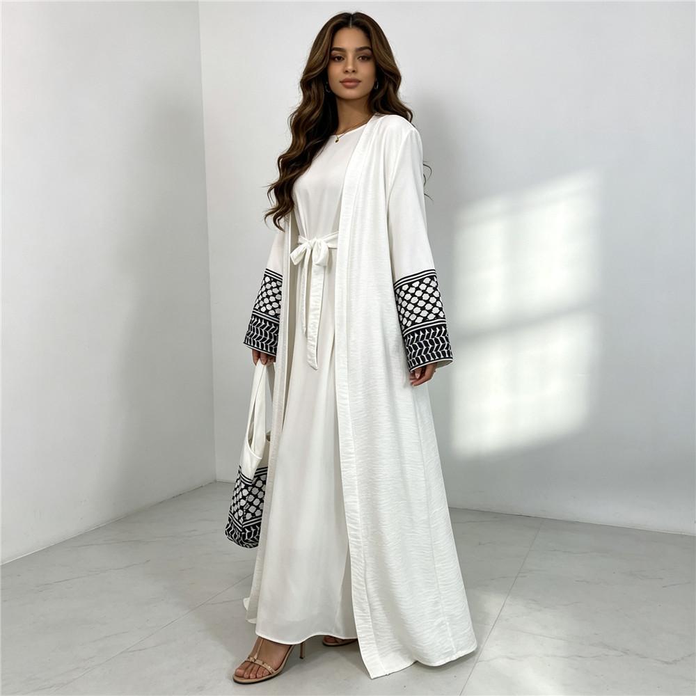 HASA HS6816 Fashion Printed Spliced Cardigan Robe with Bag
