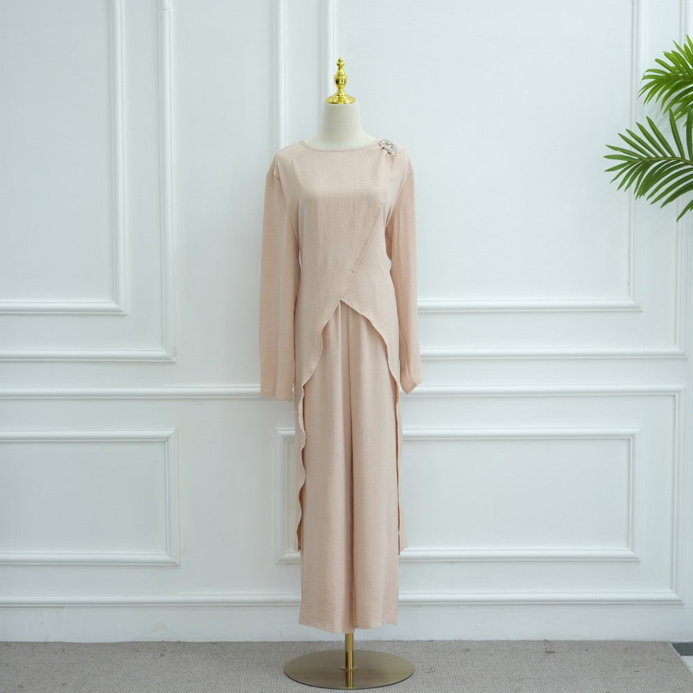 HS6605 Stylish asymmetrical two-piece set (with optional headscarf)