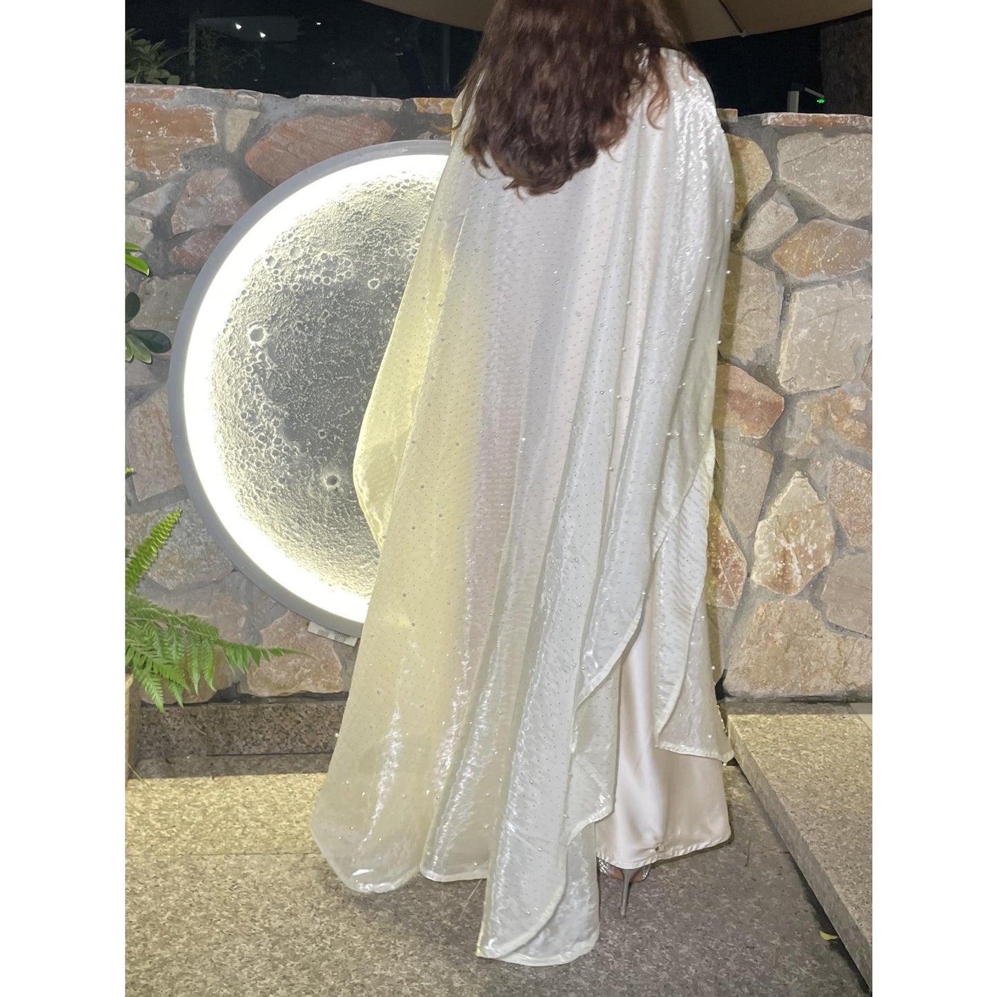 HS6540 Elegant Rhinestone Abaya Two-Piece Set with Outer Cape