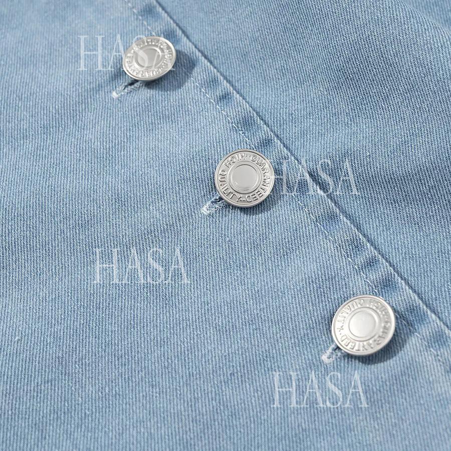 HASA HS6773 Slim Fit Sleeveless Split Hem Denim Dress for Women