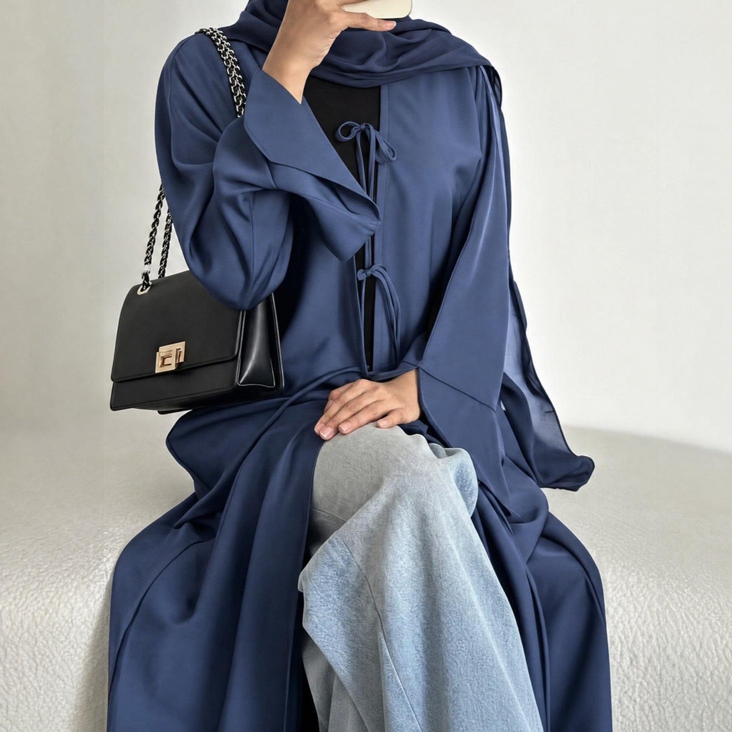 HASA HS6812 Loriya Large Size Long Sleeve Party Solid Color Three-piece Set