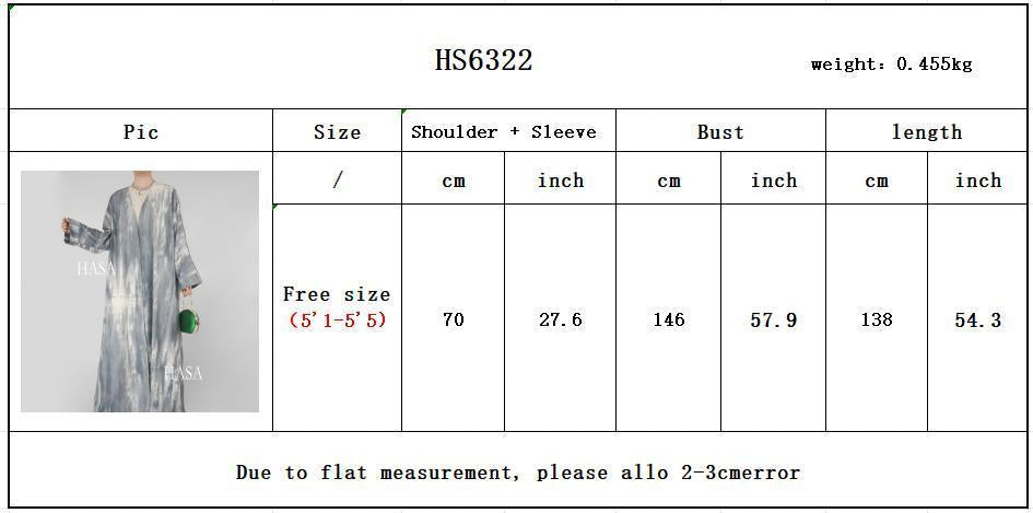 HS6322 Elegant Lightweight Printed Long Cardigan(Abaya Size 52-54)