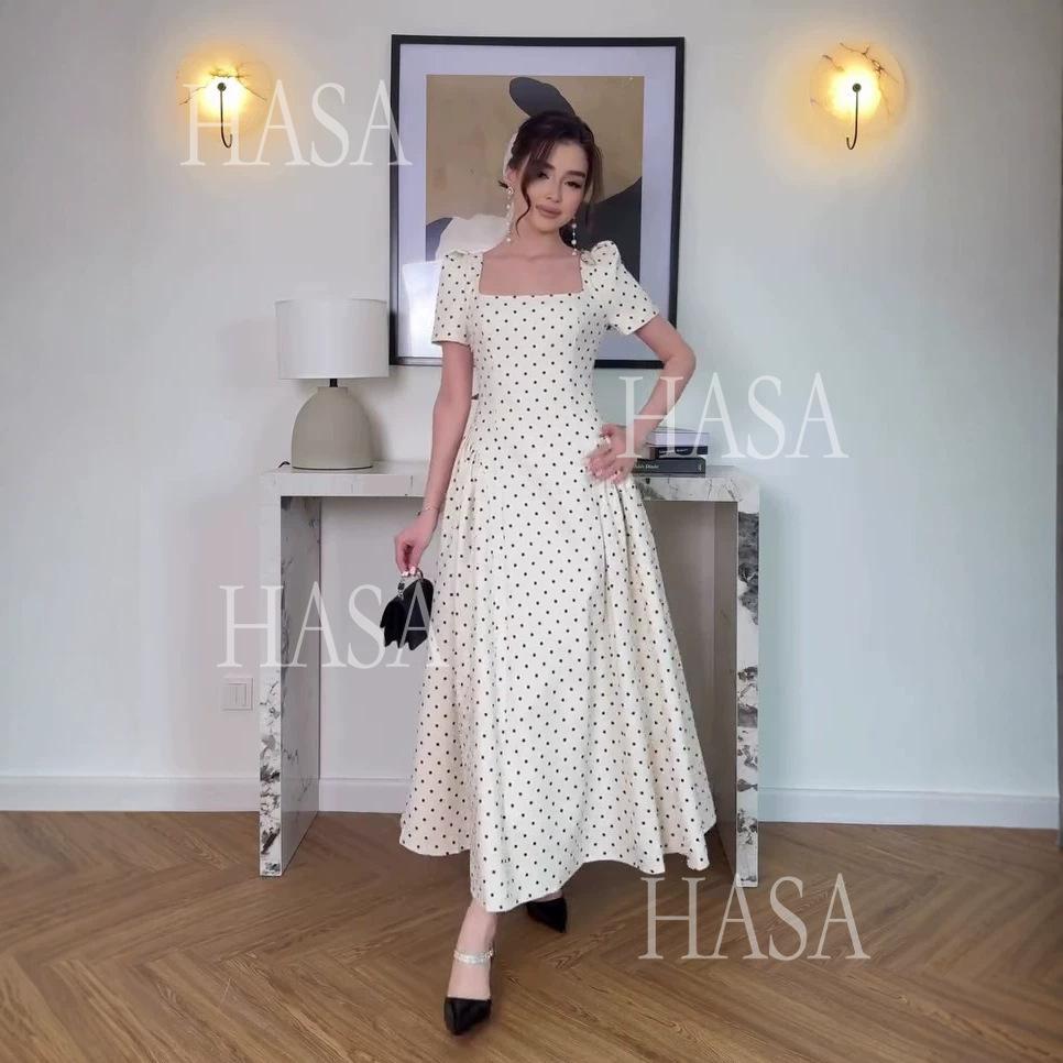 HASA HS6754 Soft Girl Polka Dot Maxi Dress