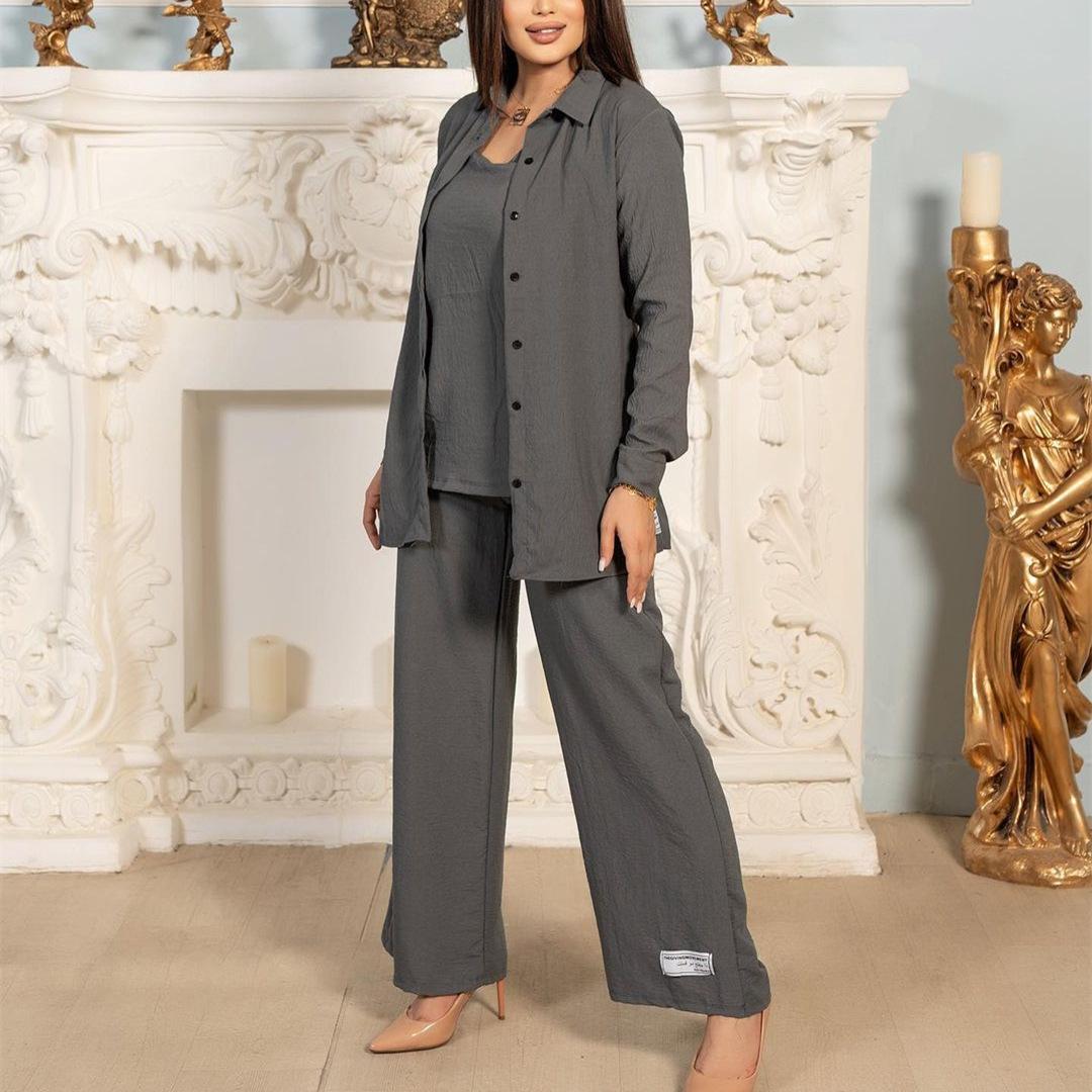 HASASERIES HS0829 3pcs Set Long Sleeved Shirt Vest and Pants