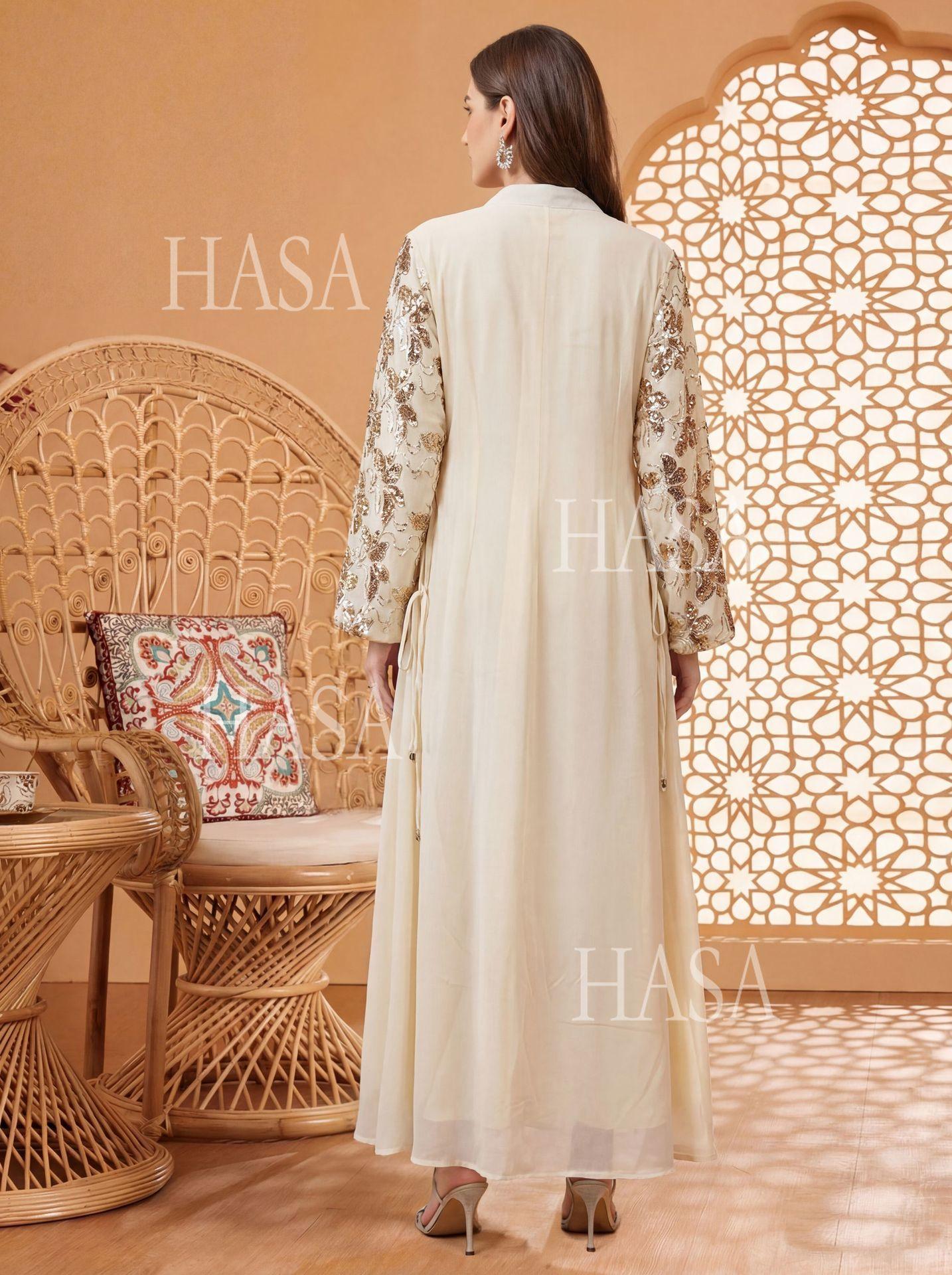 HASA HS6762 Elegant Waist Tie Occasion Abaya