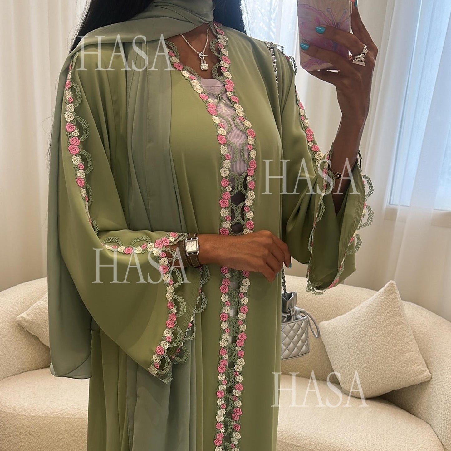 HS6560 Simple Floral Embroidery Cardigan