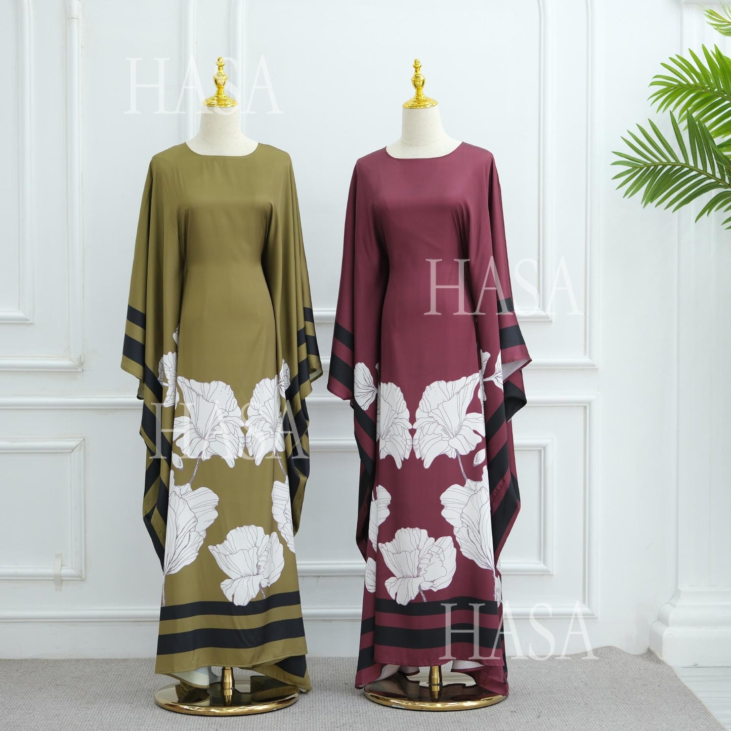HS6556 Colorblock Print Cardigan Robe Dress