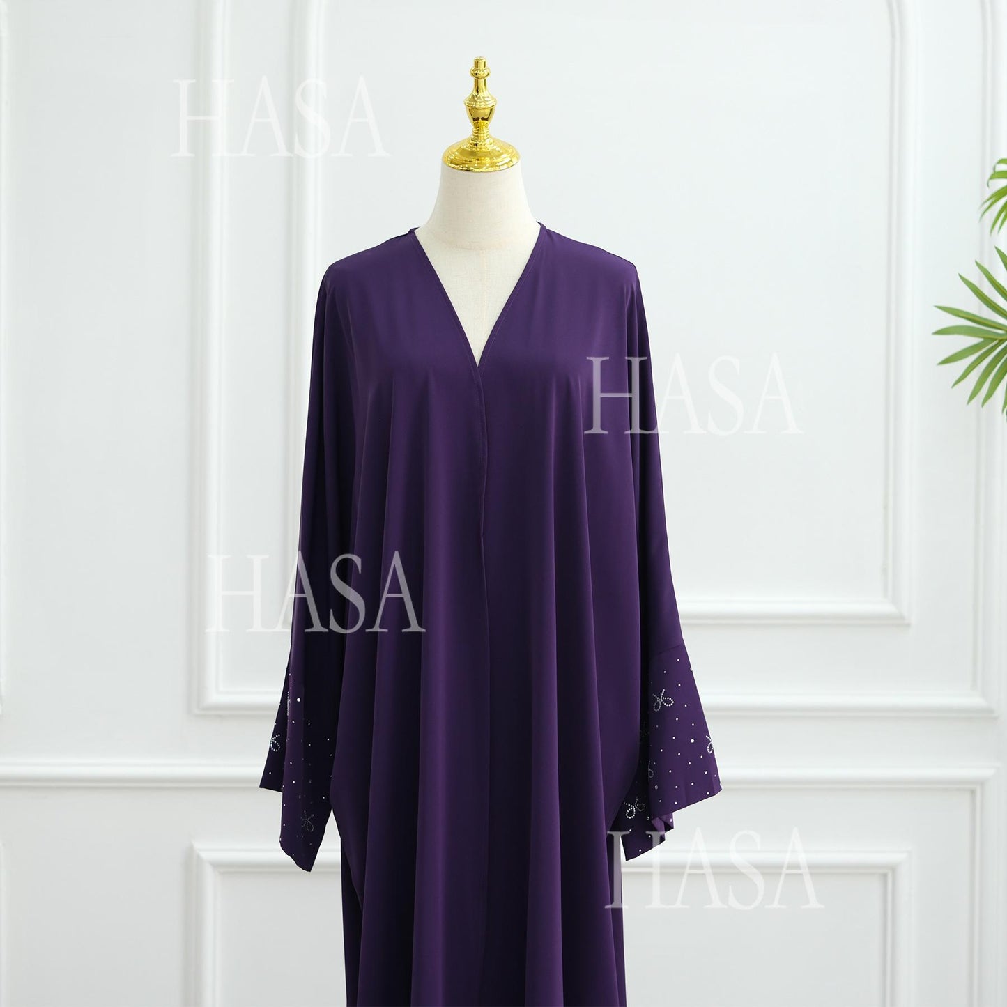 HS6492  Long-sleeved Robe with Bow and Beading