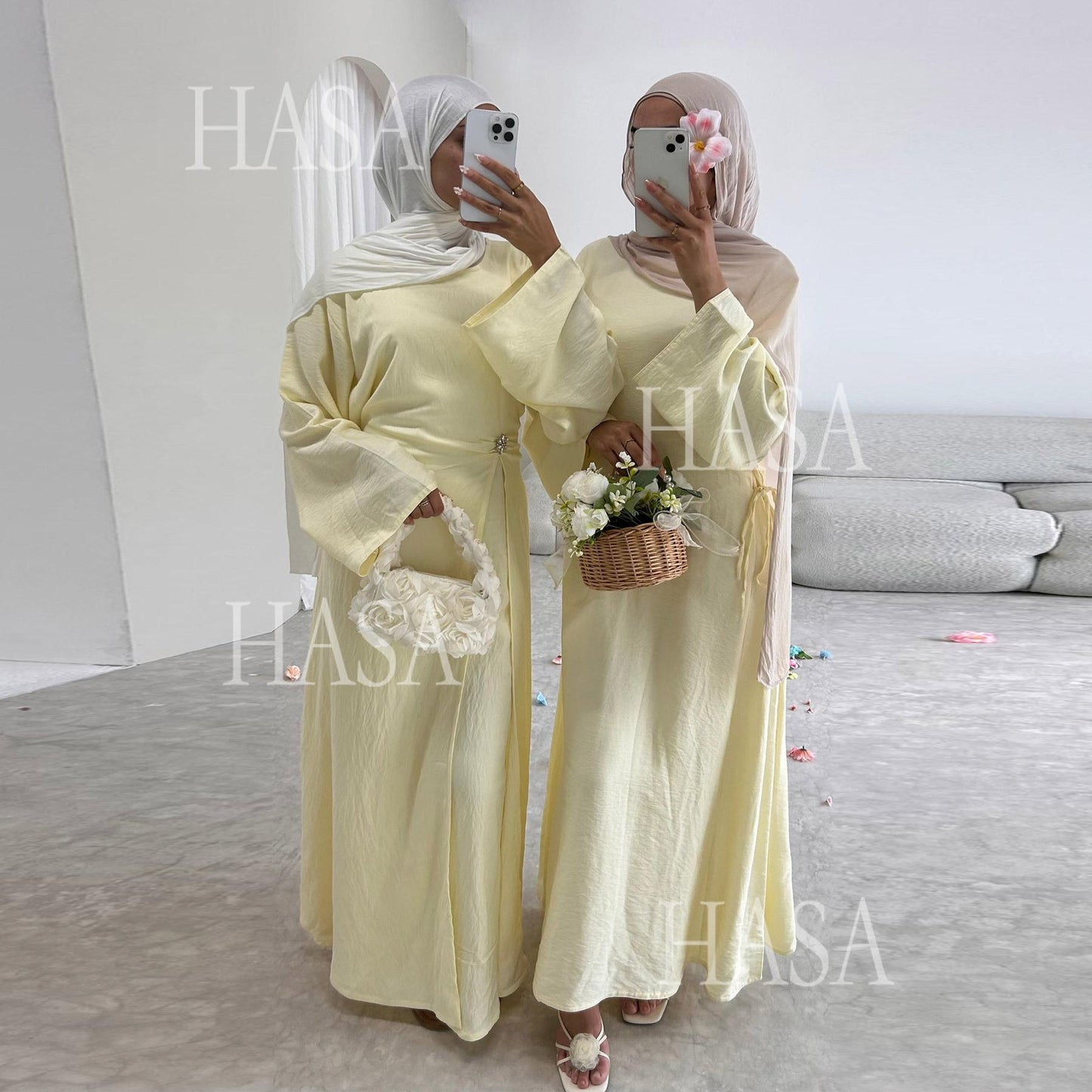 HS6549 Minimalist Abaya with Waist Detail