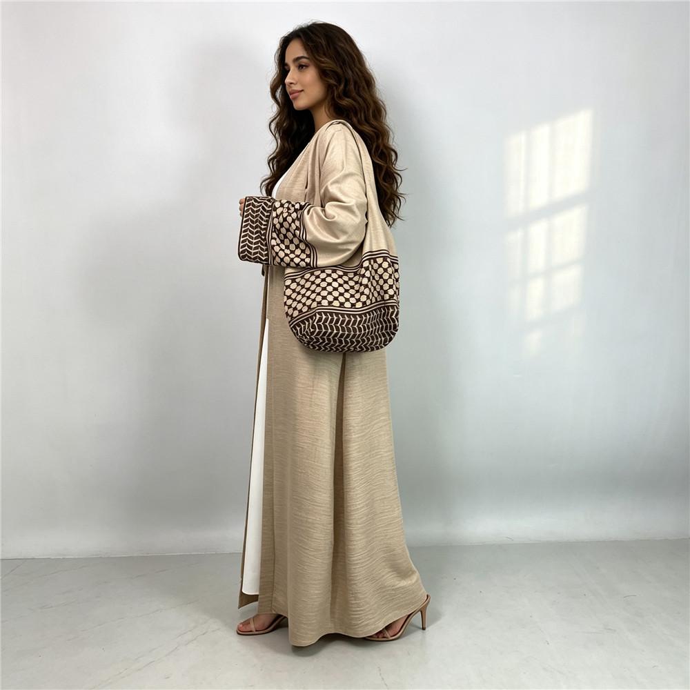 HASA HS6816 Fashion Printed Spliced Cardigan Robe with Bag