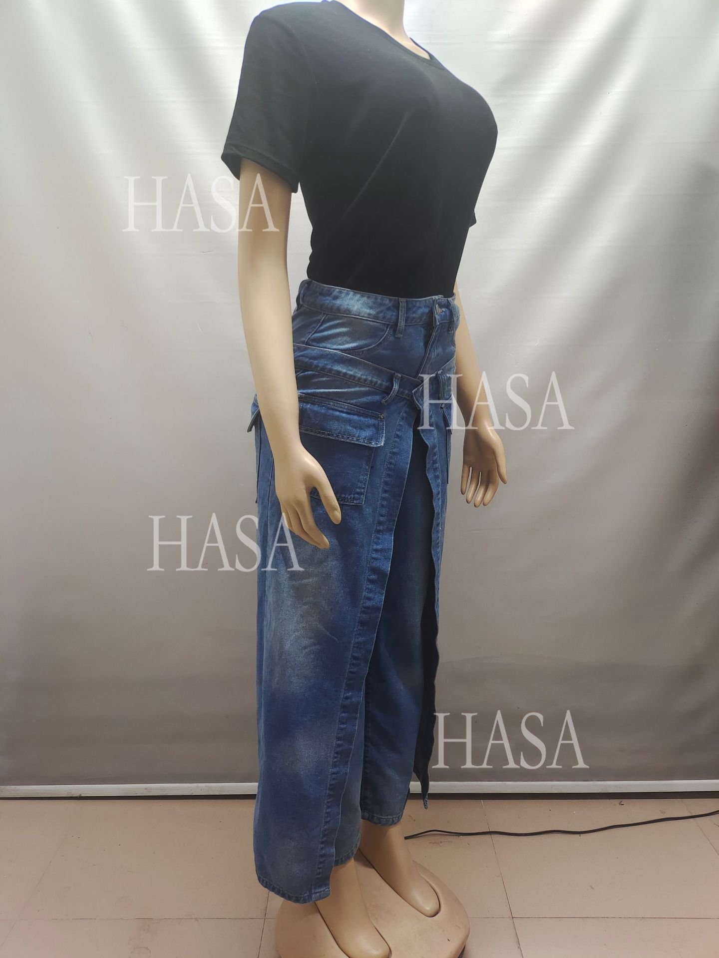 HASA HS6777 Trendy Denim Skirt Pants