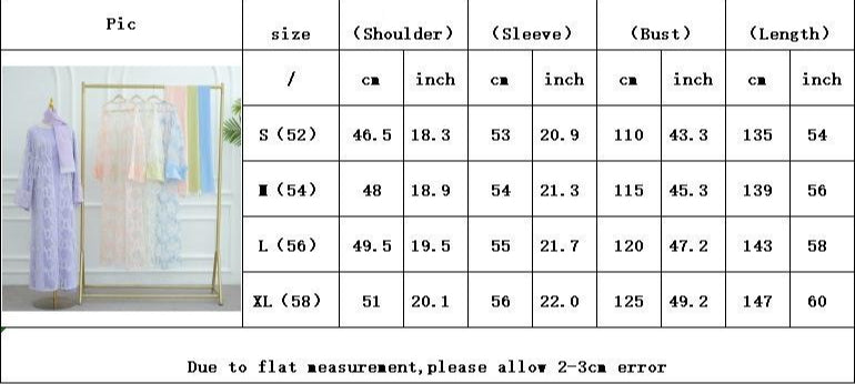 HS6622 3D flower mesh cardigan (optional headscarf and inner layer)