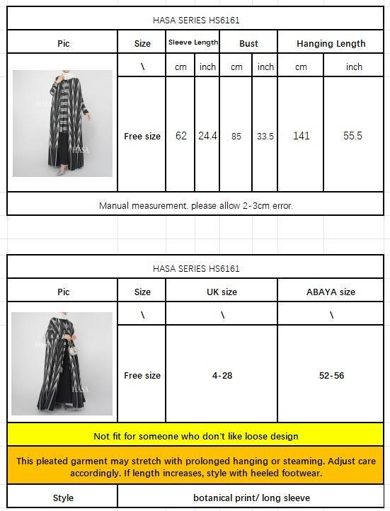 HS6161 Black and White Tribal-Inspired Pleated Abaya with Long Sleeves