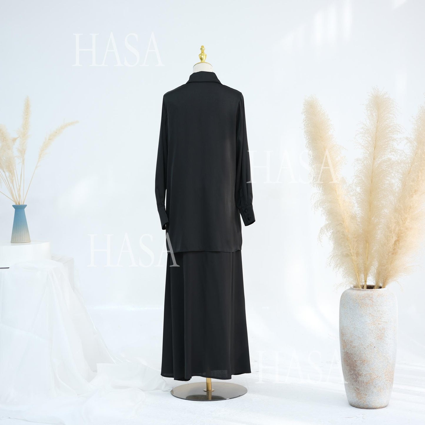 HS5874 Gentle Lace-up Two-piece Suit, Simple Texture, First Choice for Daily Wear abaya girl