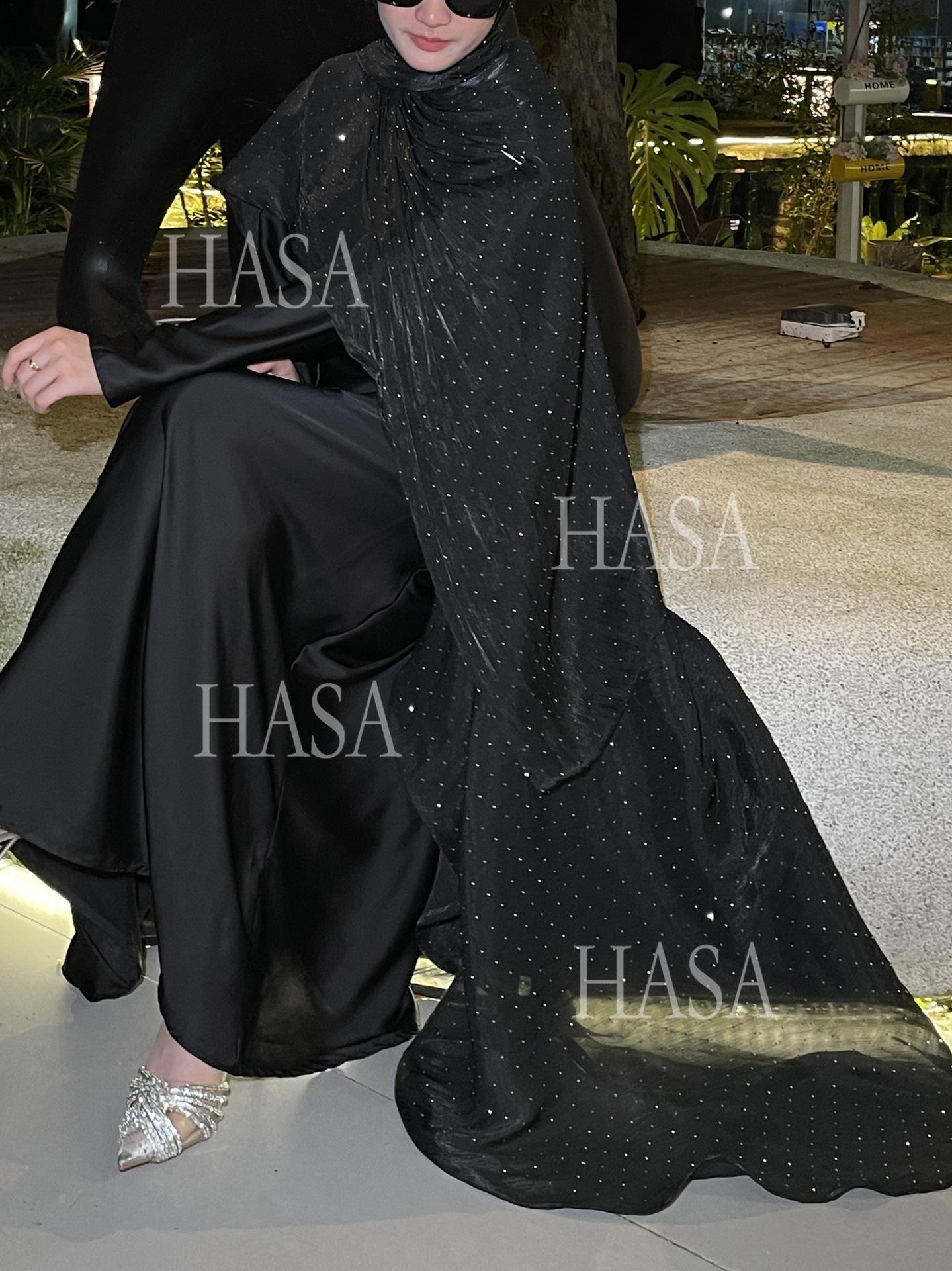 HS6477 Shiny robe two-piece set with rhinestone shawl decoration