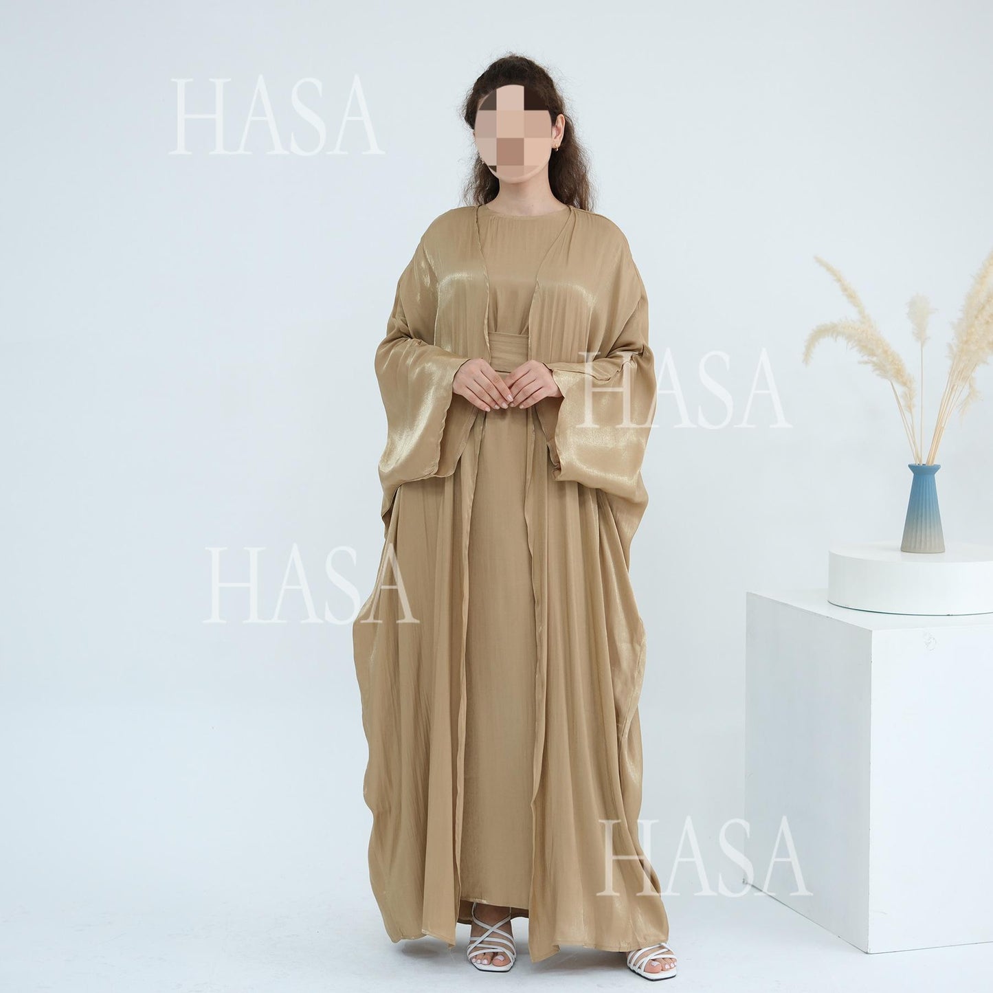 HS6530 Solid color simple two-piece long skirt suit