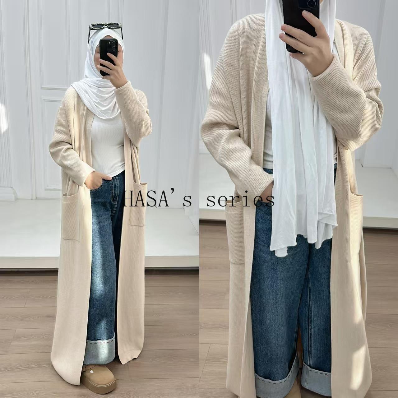 HS5439 Temperament Knitted Cardigan - Autumn and Winter Thick Loose Long Dress long  sleeve