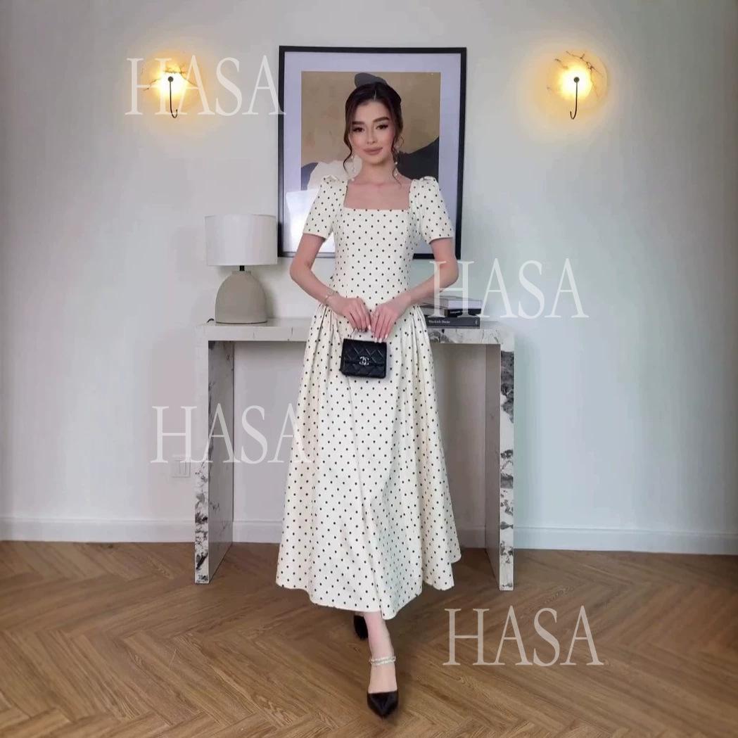 HASA HS6754 Soft Girl Polka Dot Maxi Dress