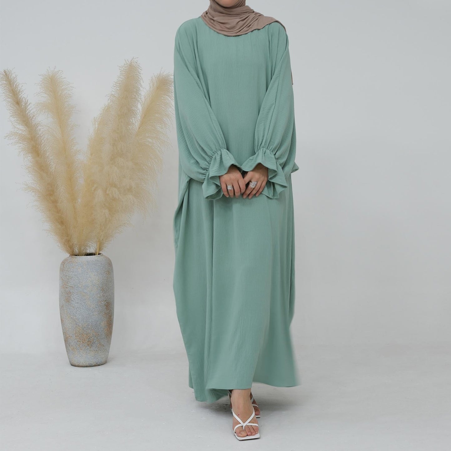 HASASERIES HS0996 1pcs Solid Color Abaya Dress