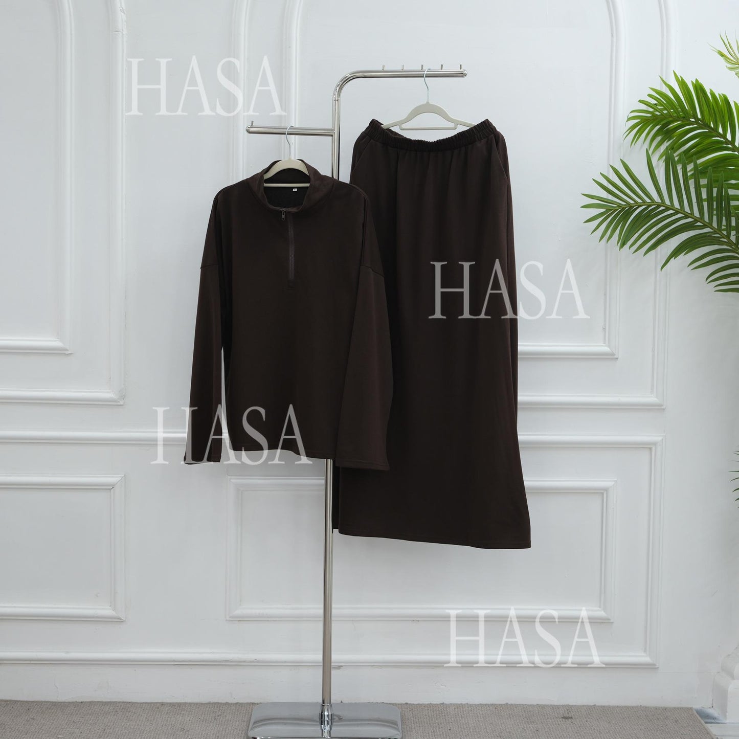 HASA HS6783 Cool Streetwear Maxi Skirt and Loose Top Set