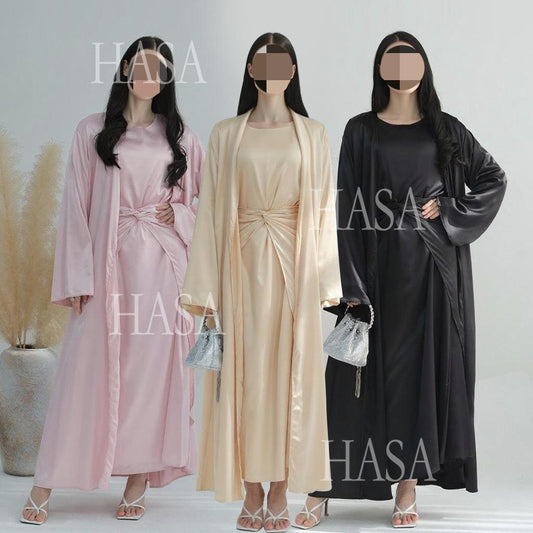HS6581 Solid color three-piece women's long skirt suit