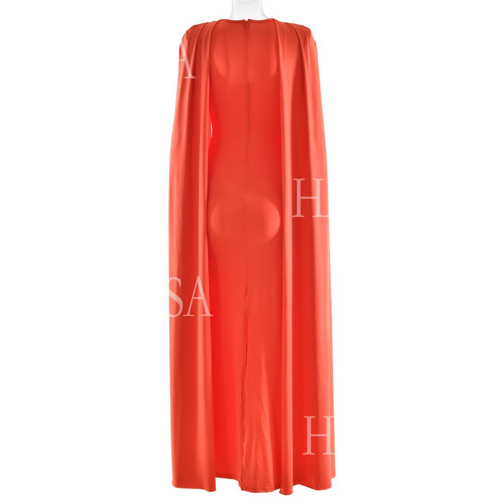 HASA HS6774 Luxury Long Sleeve Cape Style Bodycon Dress