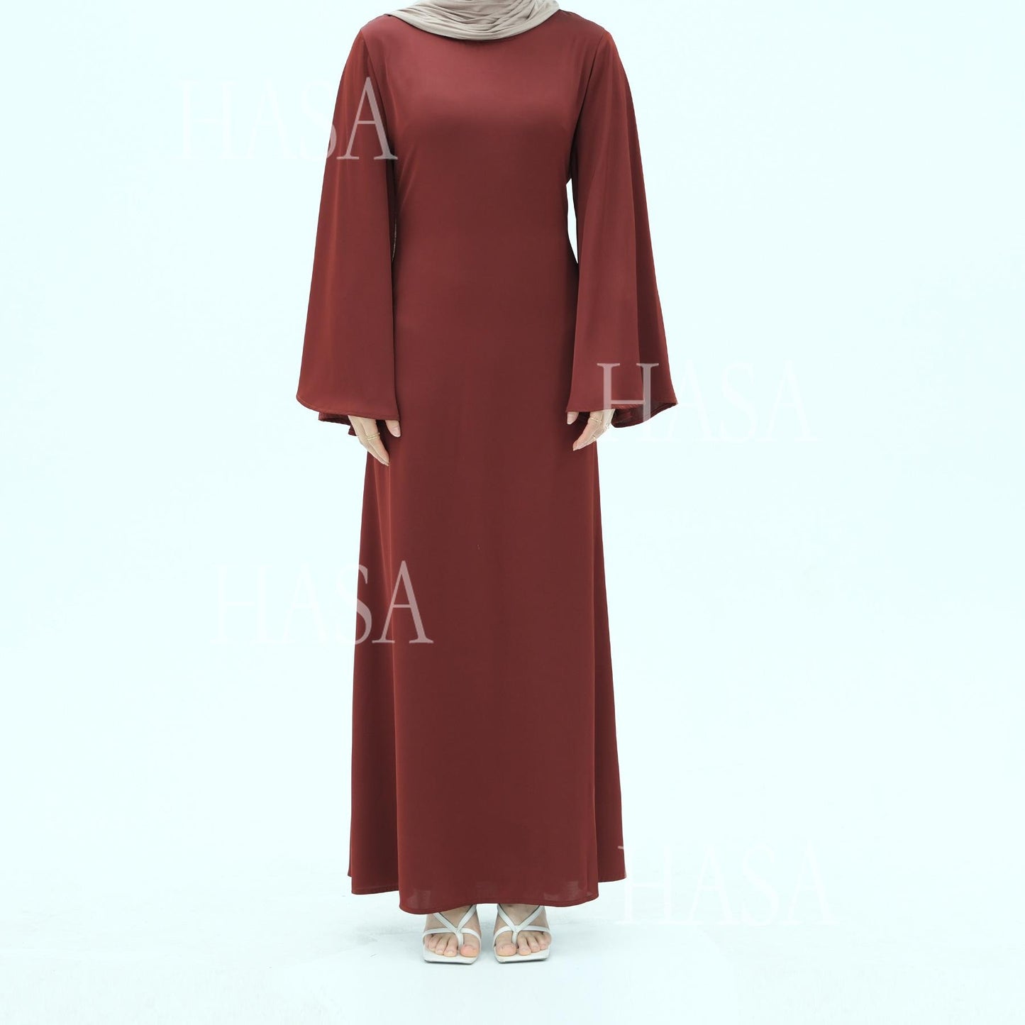 HS6478 Simple Long Dress with Wide Sleeves, One-piece and Smooth Style