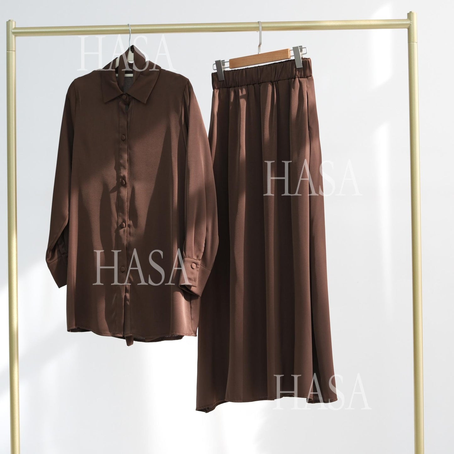HS5874 Gentle Lace-up Two-piece Suit, Simple Texture, First Choice for Daily Wear abaya girl