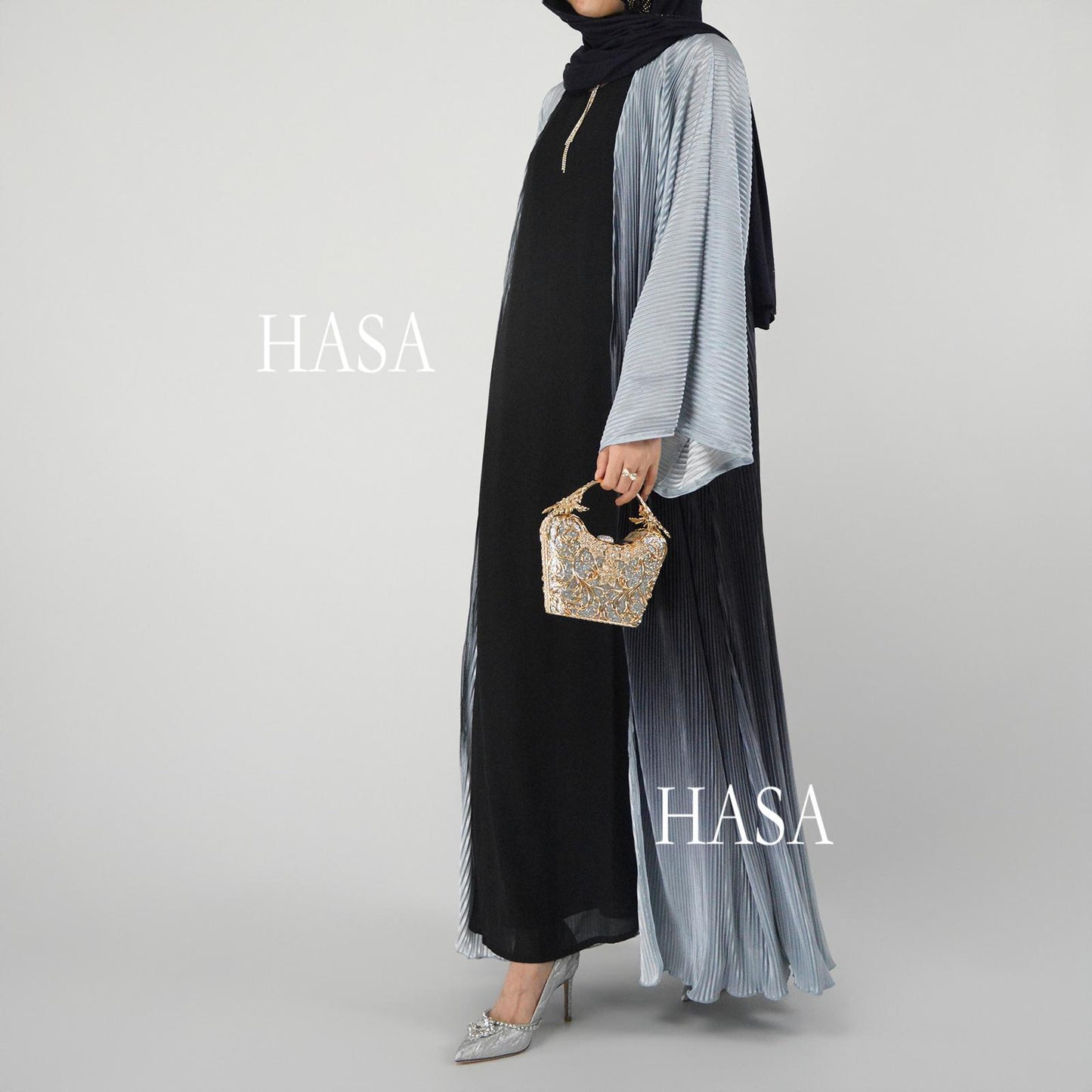 HS6321 Lightweight Ombré Cardigan with Elegant Pleats