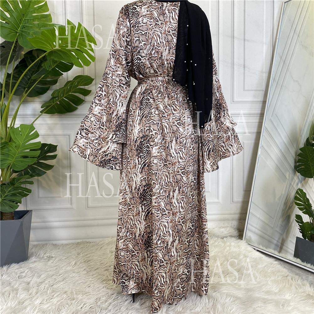HS6590 Fashionable Printed Loose-fitting Dress with Lace-up Design and Wide Swing